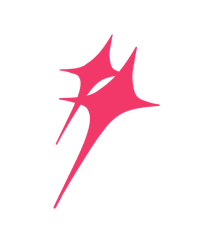a pink star logo on a black background